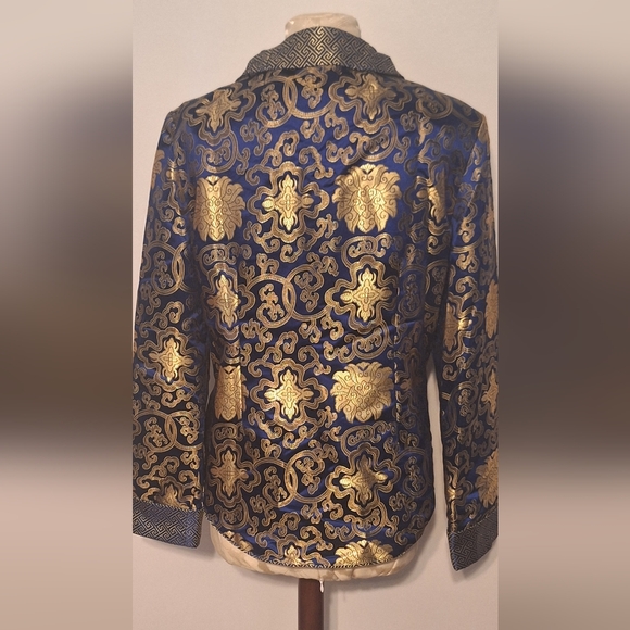 Elegant Blue and Gold Women's Jacket - Picture 3 of 11